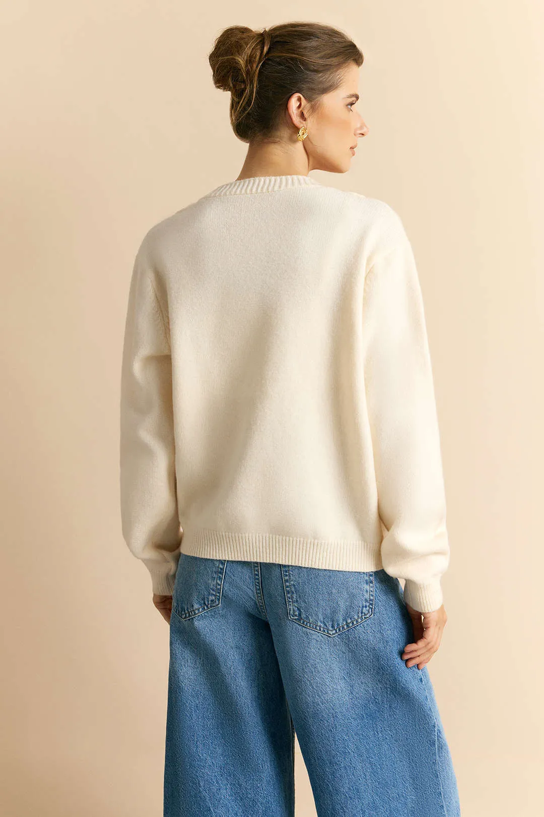 V-Neck Braided Sweater Cardigan sold by Micas product image thumbnail 2