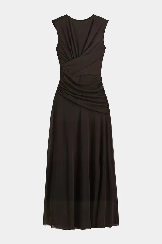 Crossed Ruched Sleeveless Maxi Dress sold by Micas