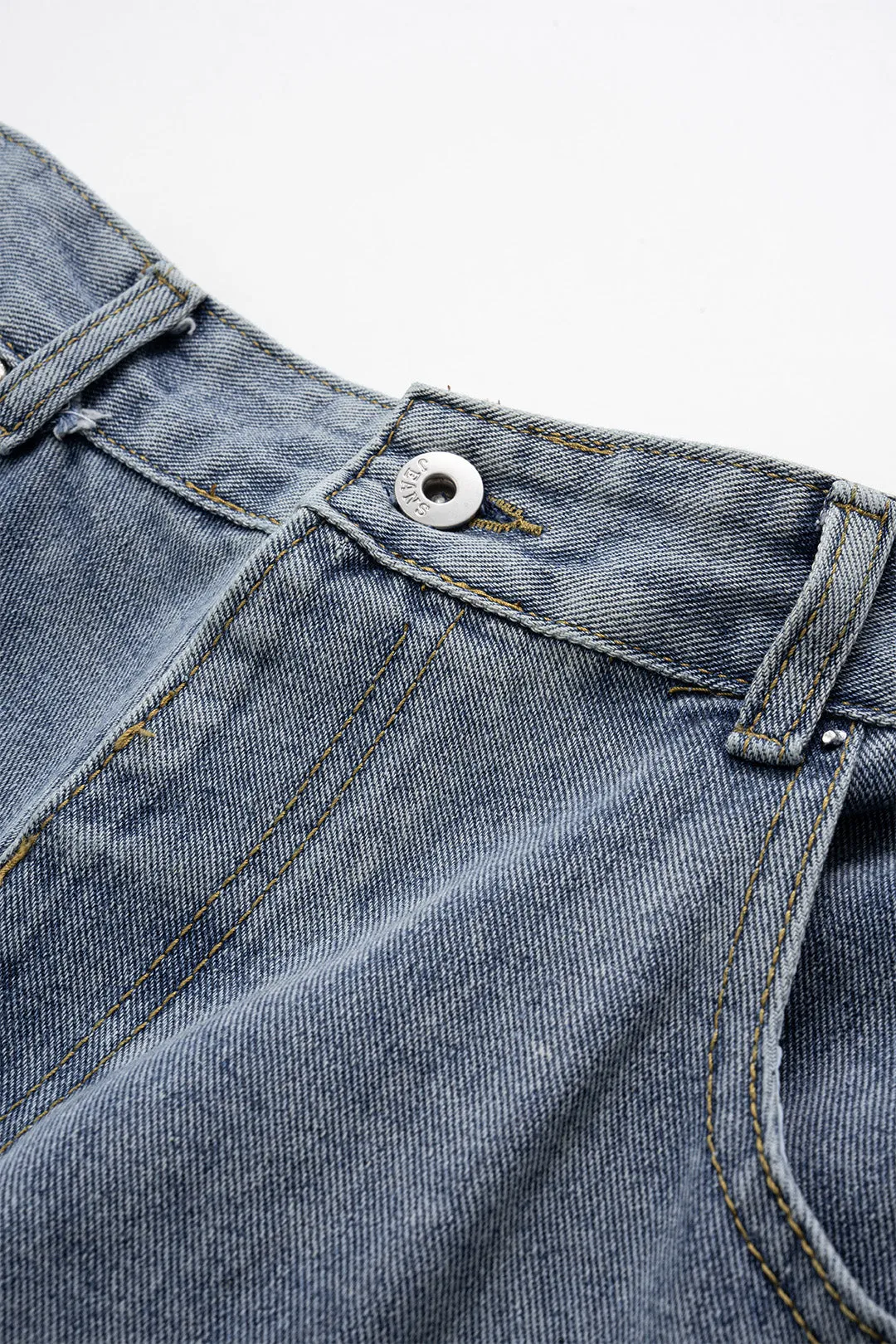 Denim Embroidery Pocket High Waist Straight Leg Jeans sold by Micas product image thumbnail 5