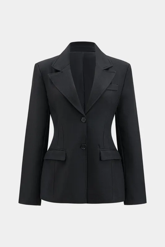 Notched Lapel Button Shoulder Pads Blazer sold by Micas