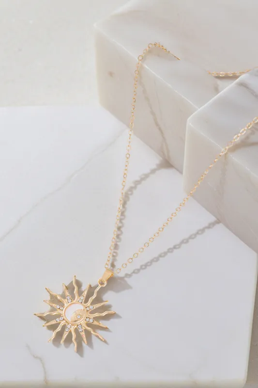 Alloy Sun Diamond-Inlaid Necklace sold by Micas