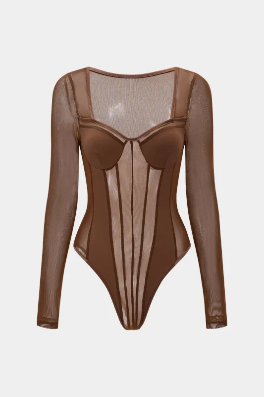 Mesh Long Sleeve Bodysuit sold by Micas