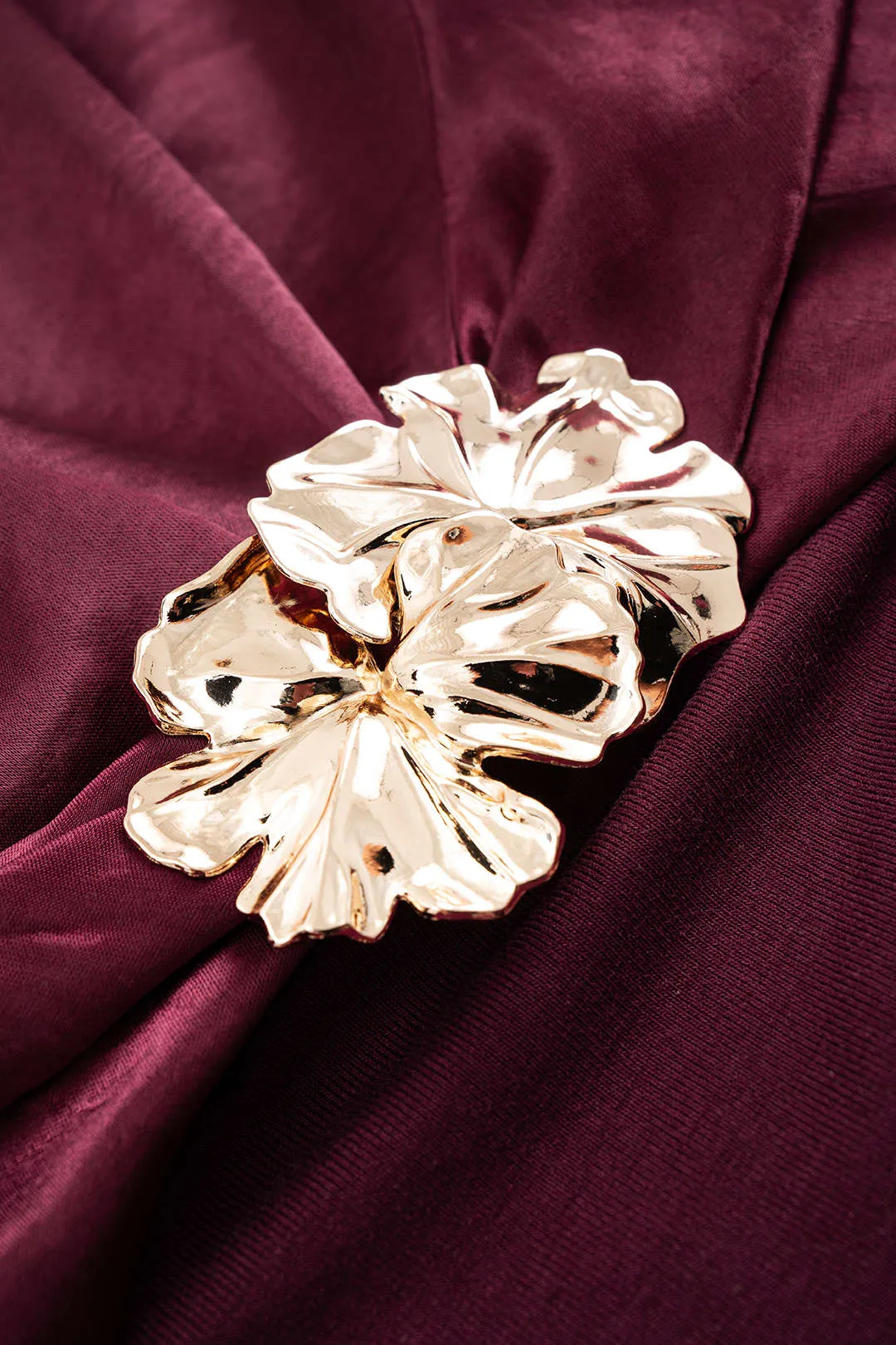 Satin Patchwork Metallic Decor V-Neck Sleeveless Bodysuit sold by Micas product image thumbnail 3