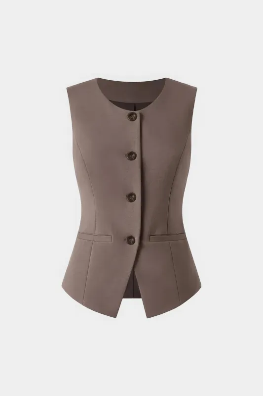 Solid Button Vest sold by Micas