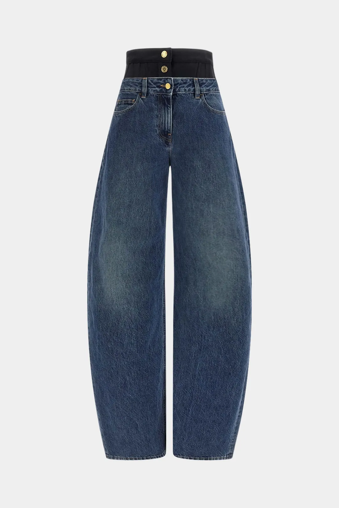 Denim Double Waistband Patchwork Jeans sold by Micas
