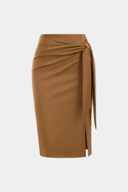 Suede Ruched Tie-Up Skirt sold by Micas