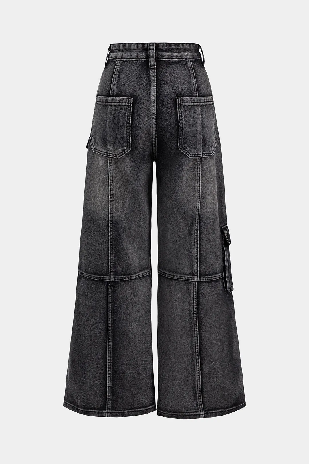 Denim Button Pocket Zipper Wide Leg Jeans sold by Micas product image thumbnail 2