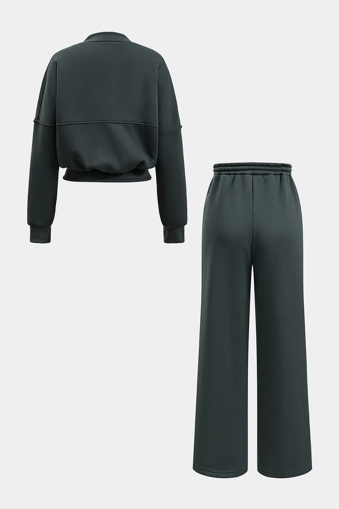 Zipper Long Sleeve Top And Drawstring Tie-Up Pants Set sold by Micas product image thumbnail 2
