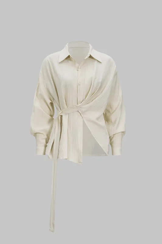 Tie-Up Detail Long-Sleeve Shirt sold by Micas