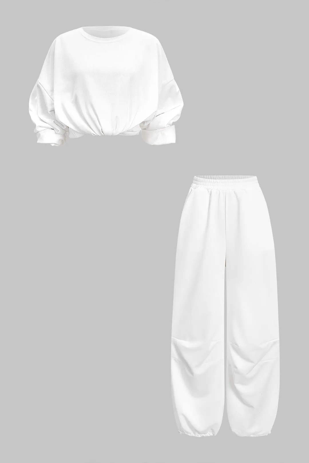 Round Neck Long-Sleeve Top And Pants Set sold by Micas