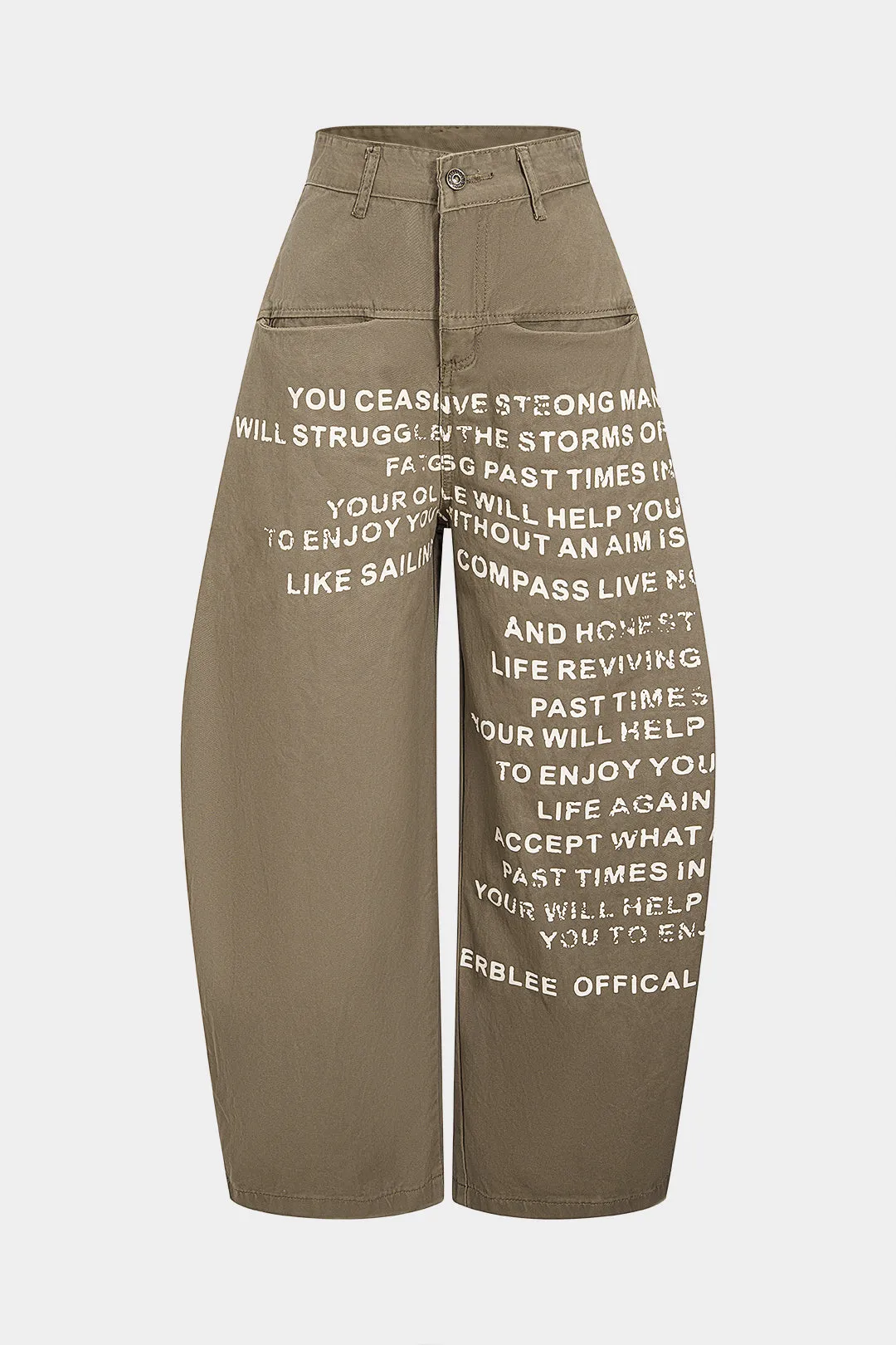 Letter Print Straight Leg Barrel Jeans sold by Micas