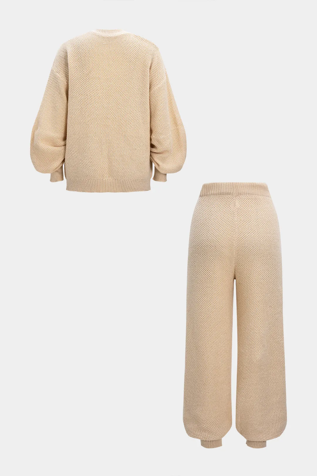 Button V-Neck Sweater Cardigan And Tie-Up Lantern Pants Set sold by Micas product image thumbnail 3