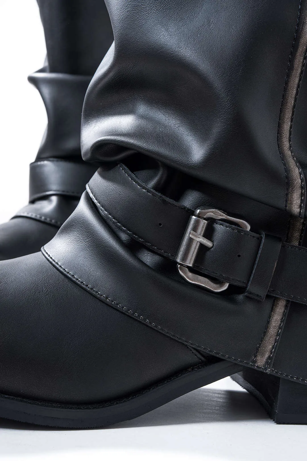 Leather Round Toe Belted Boots sold by Micas product image thumbnail 4