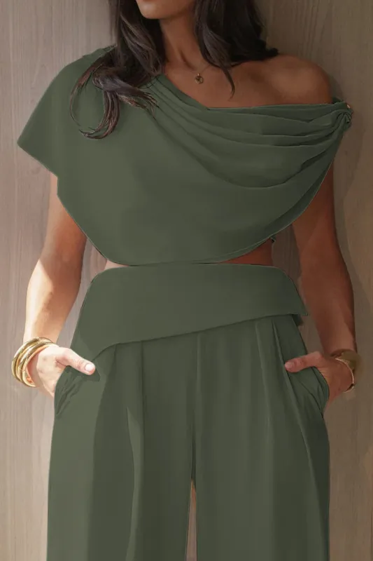 Ruched One Shoulder Tank Top sold by Micas