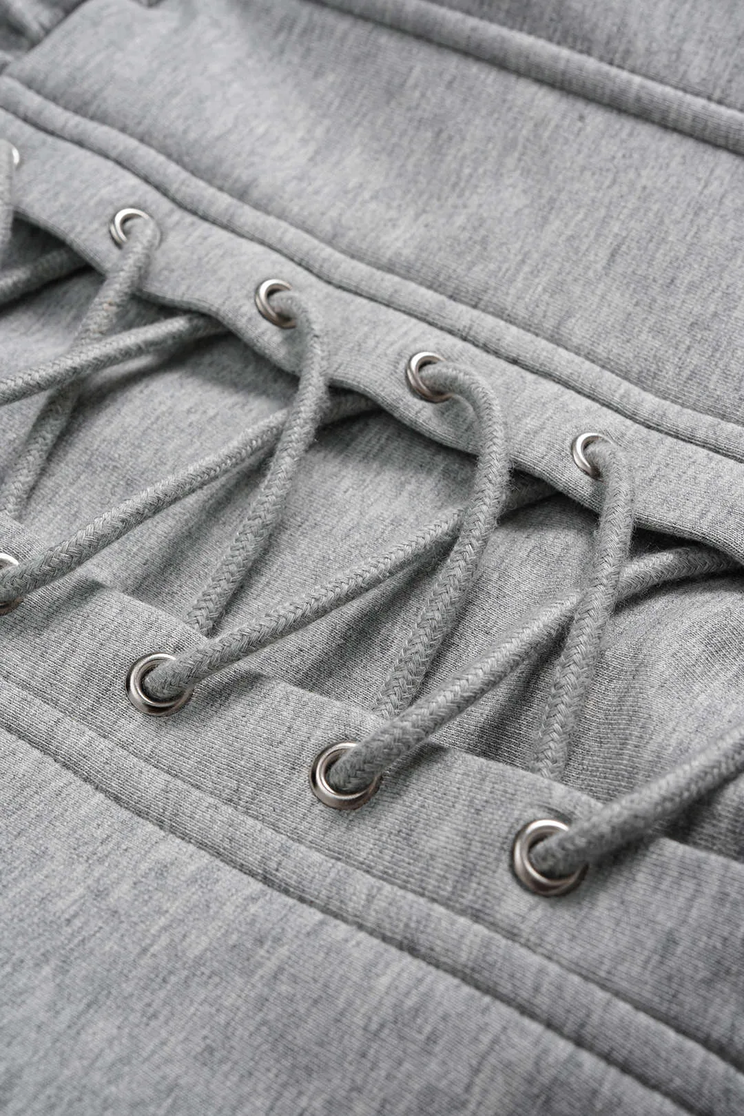 Tie-Back Asymmetrical Shoulder Corset Waist Sweatshirt sold by Micas product image thumbnail 4