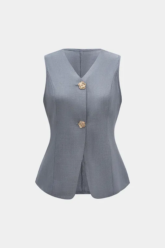 Metallic Rose Button Vest sold by Micas