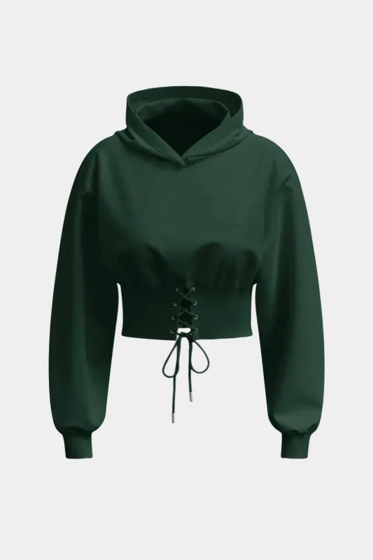 Plus Size Tie Front Hoodie sold by Micas