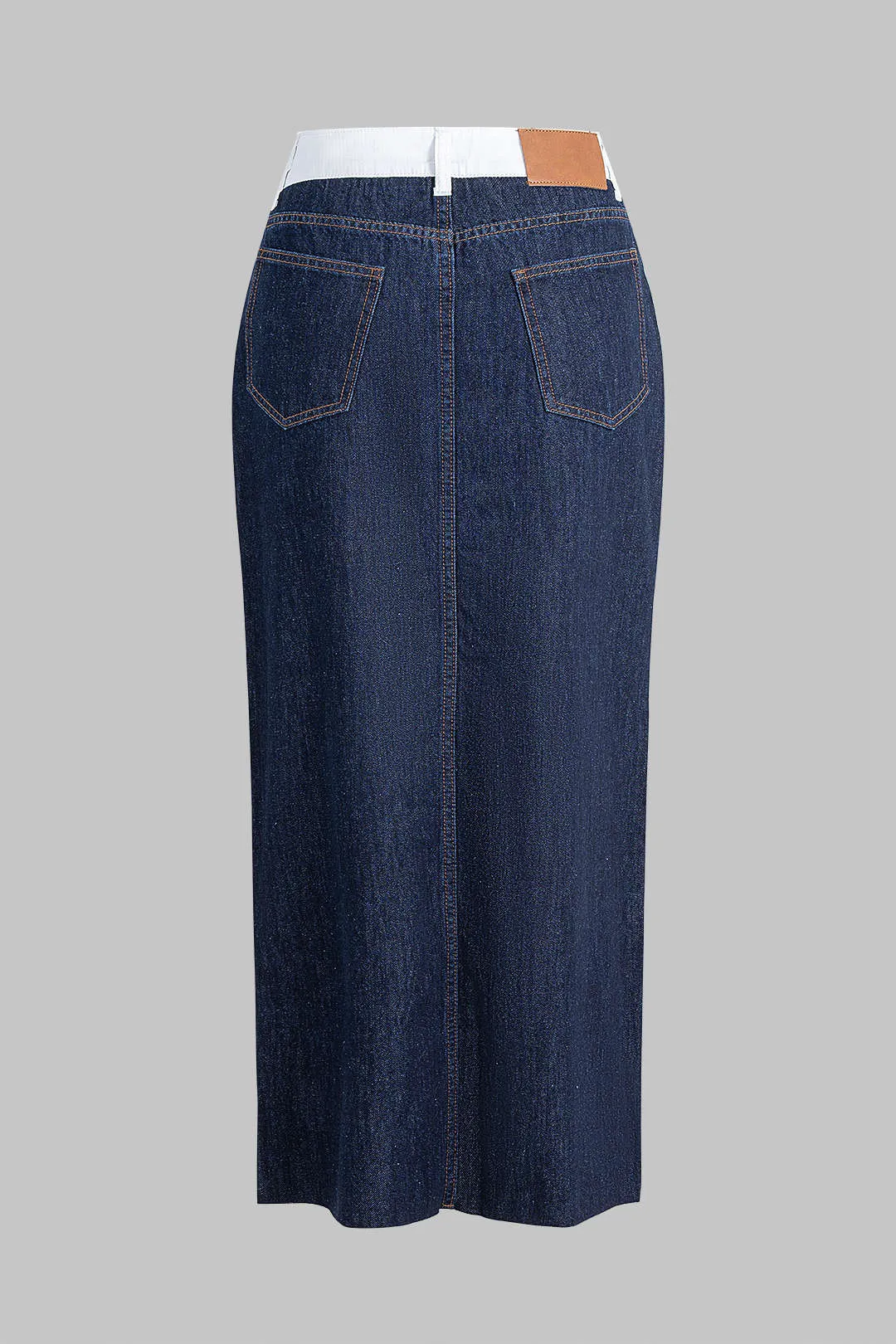 Denim Patchwork Split Skirt sold by Micas product image thumbnail 2