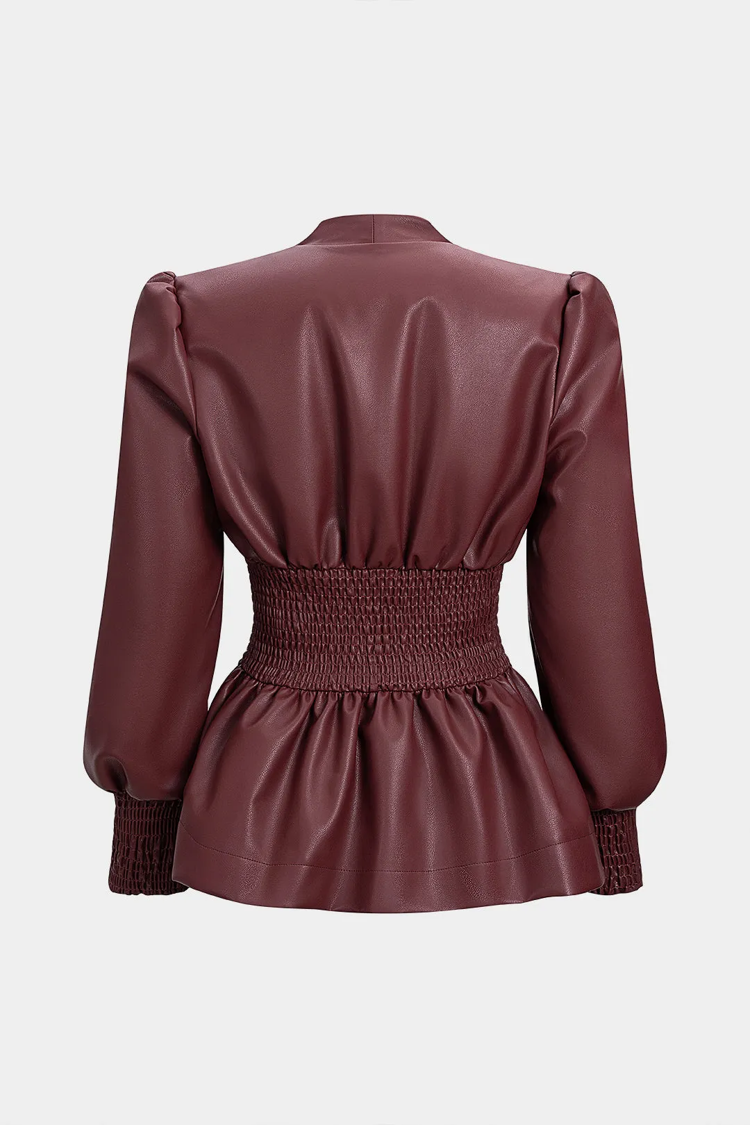 Faux Leather Smocked Zipper Jacket sold by Micas product image thumbnail 2