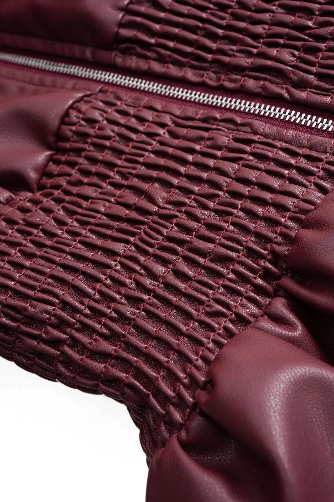 Faux Leather Smocked Zipper Jacket sold by Micas product image thumbnail 3