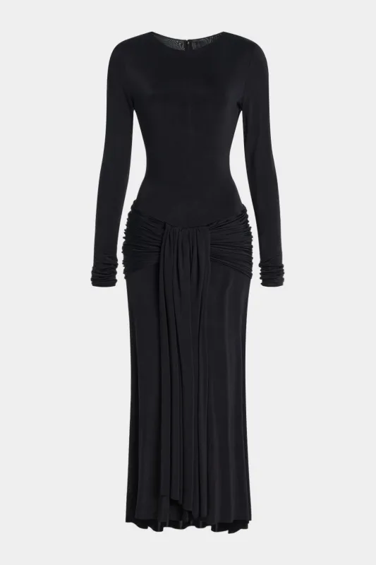 Tie Front Ruched Long Sleeve Maxi Dress sold by Micas