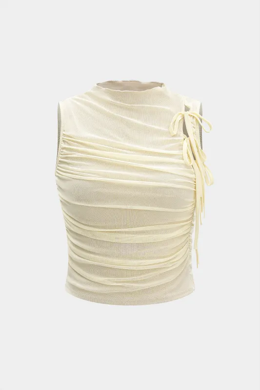 Mesh Tie-Up Hollow Out Tank Top sold by Micas