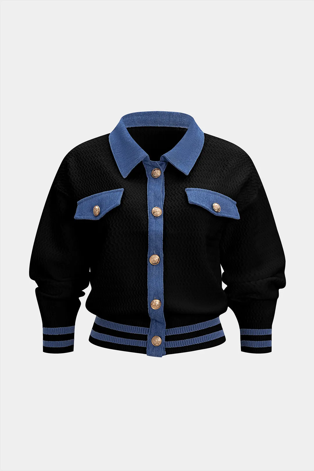 Knit Metallic Button Contrast Sweater Cardigan sold by Micas product image thumbnail 5