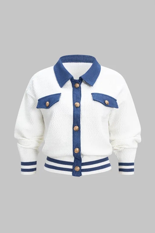 Knit Metallic Button Contrast Sweater Cardigan sold by Micas