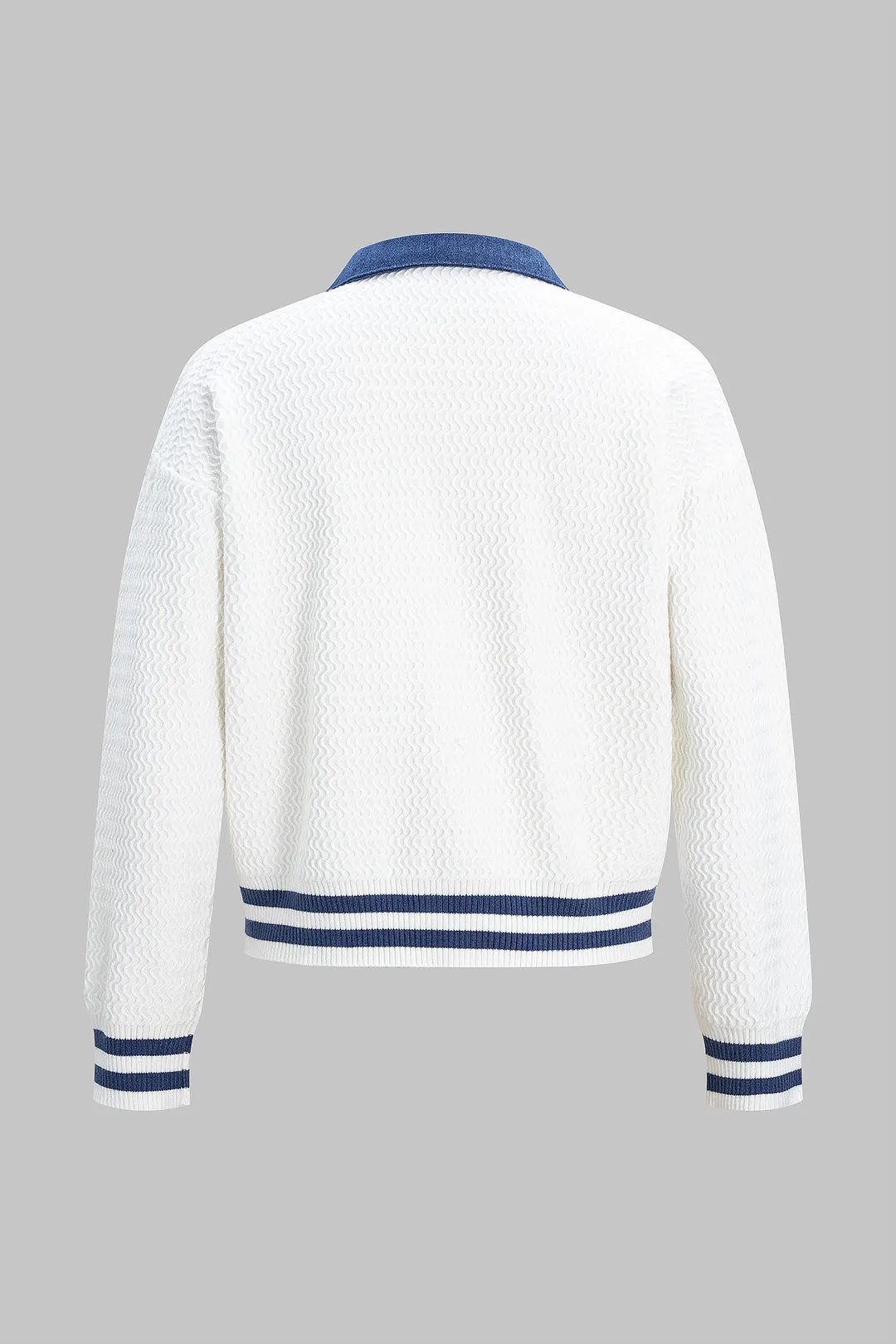 Knit Metallic Button Contrast Sweater Cardigan sold by Micas product image thumbnail 2