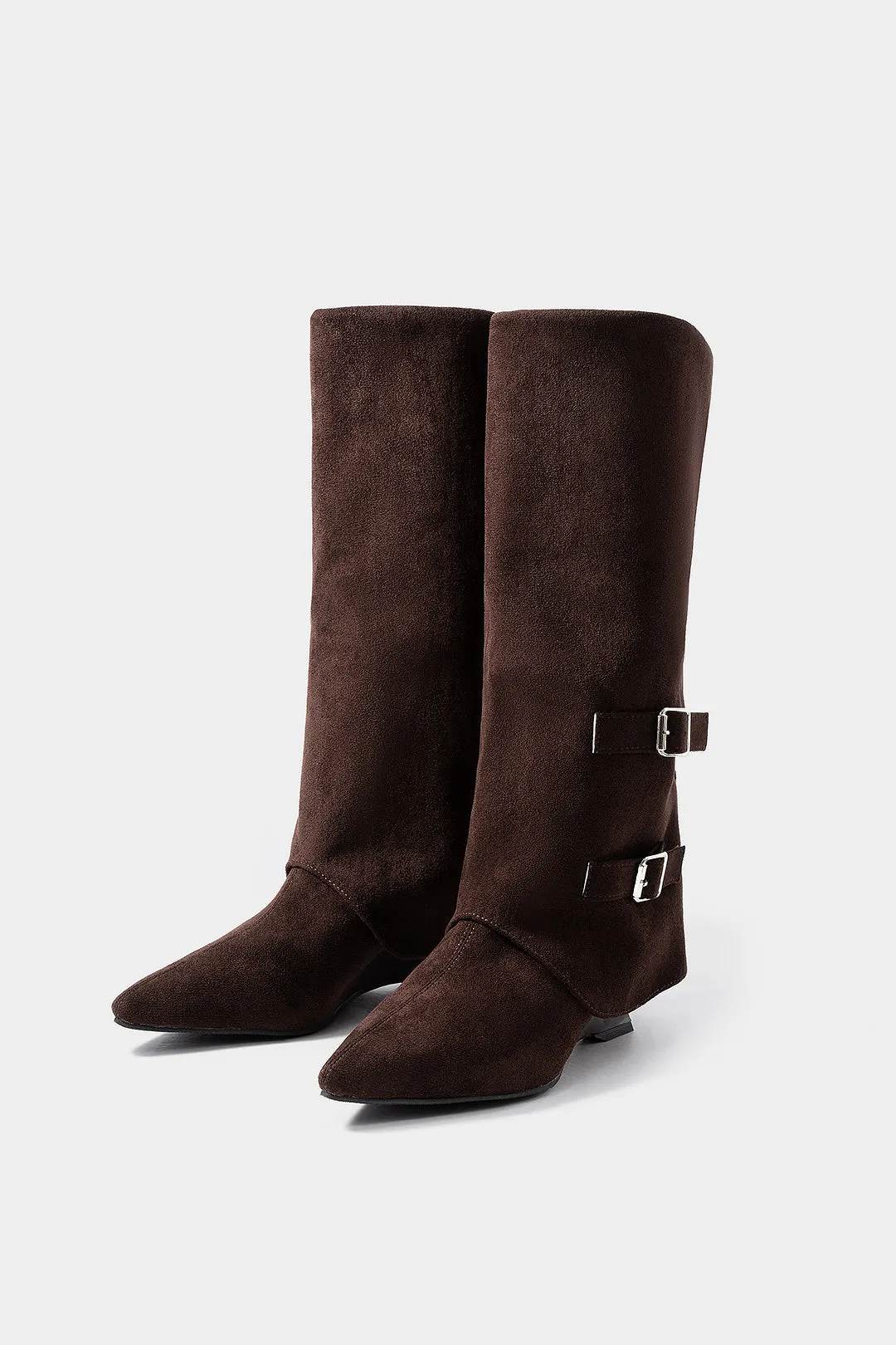 Leather Pointed Knee High Boots sold by Micas