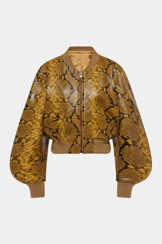 Snake Print Faux Leather Jacket sold by Micas