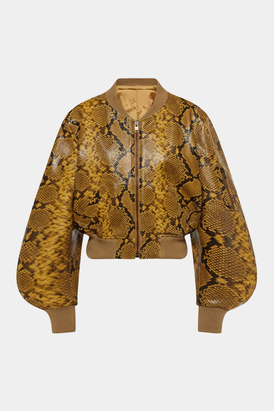 Snake Print Faux Leather Jacket sold by Micas