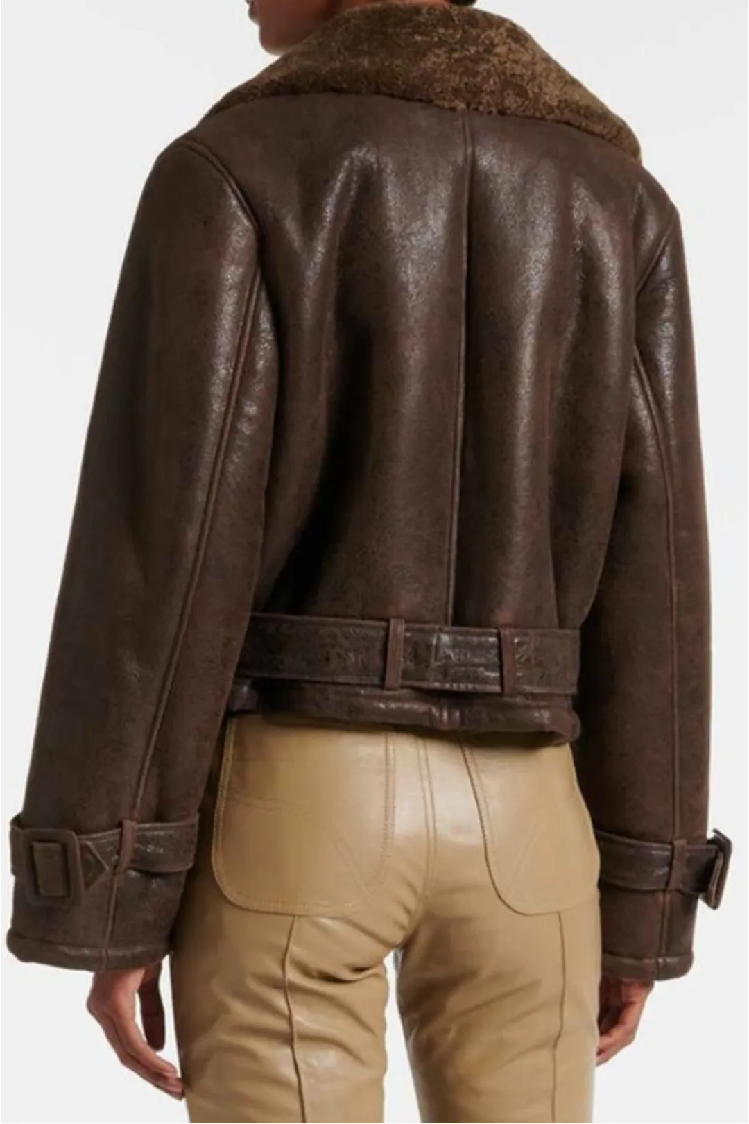 Faux Fur Patchwork Belted Lapel Jacket sold by Micas product image thumbnail 2