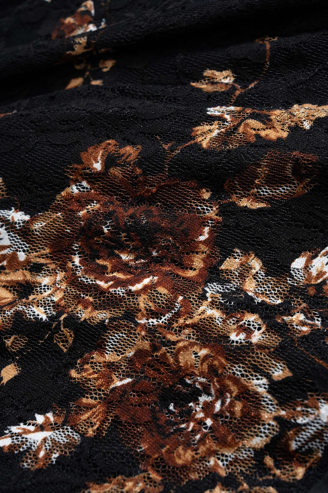 Floral Print Lace Patchwork Long Sleeve Midi Dress sold by Micas product image thumbnail 3