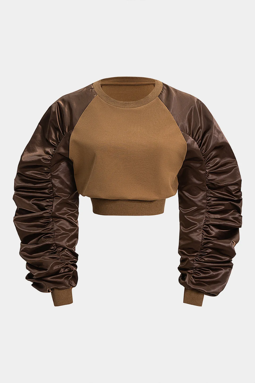 Ruched Patchwork Long Sleeve Sweatshirt sold by Micas