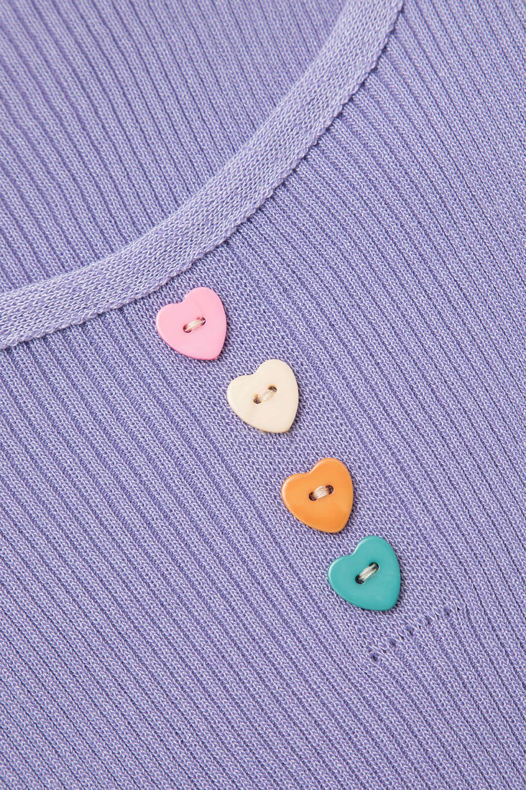 Multicolor Heart Button Square Neck Knit Tank Top sold by Micas product image thumbnail 3