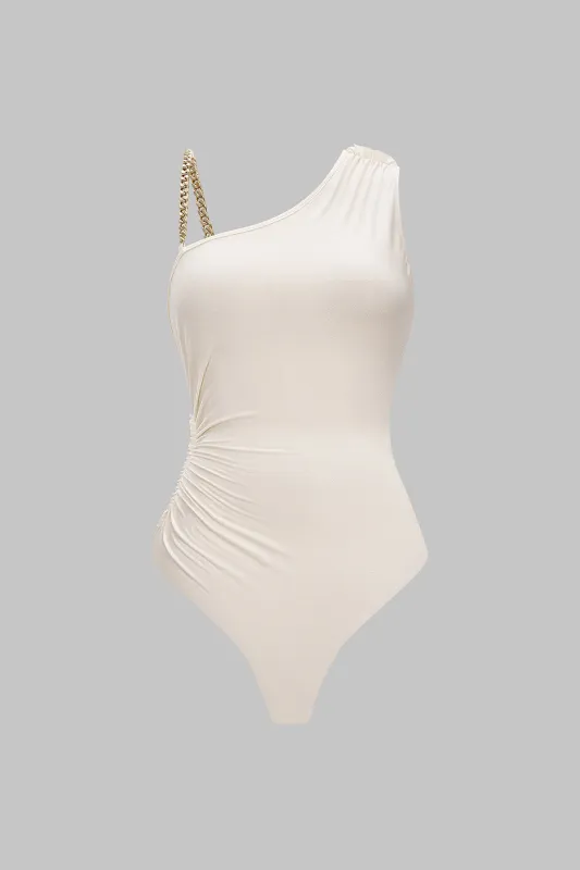 Metallic Chain Ruched Sleeveless Bodysuit sold by Micas