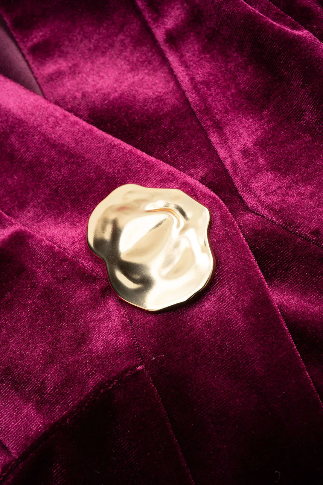 Metallic Button Zipper Shoulder Pads Long-Sleeve Top And Skirt Set sold by Micas product image thumbnail 3