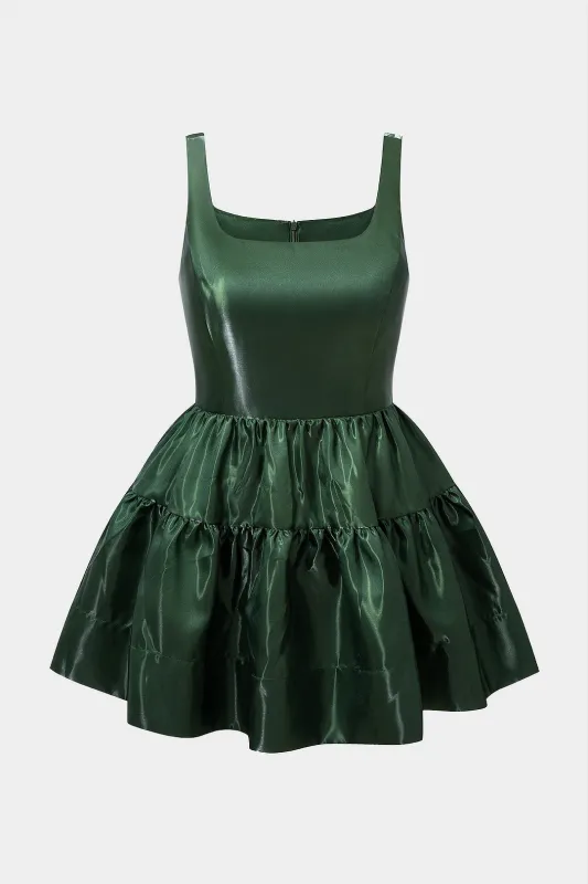 Plus Size Satin Square Neck Sleeveless Mini Dress sold by Micas