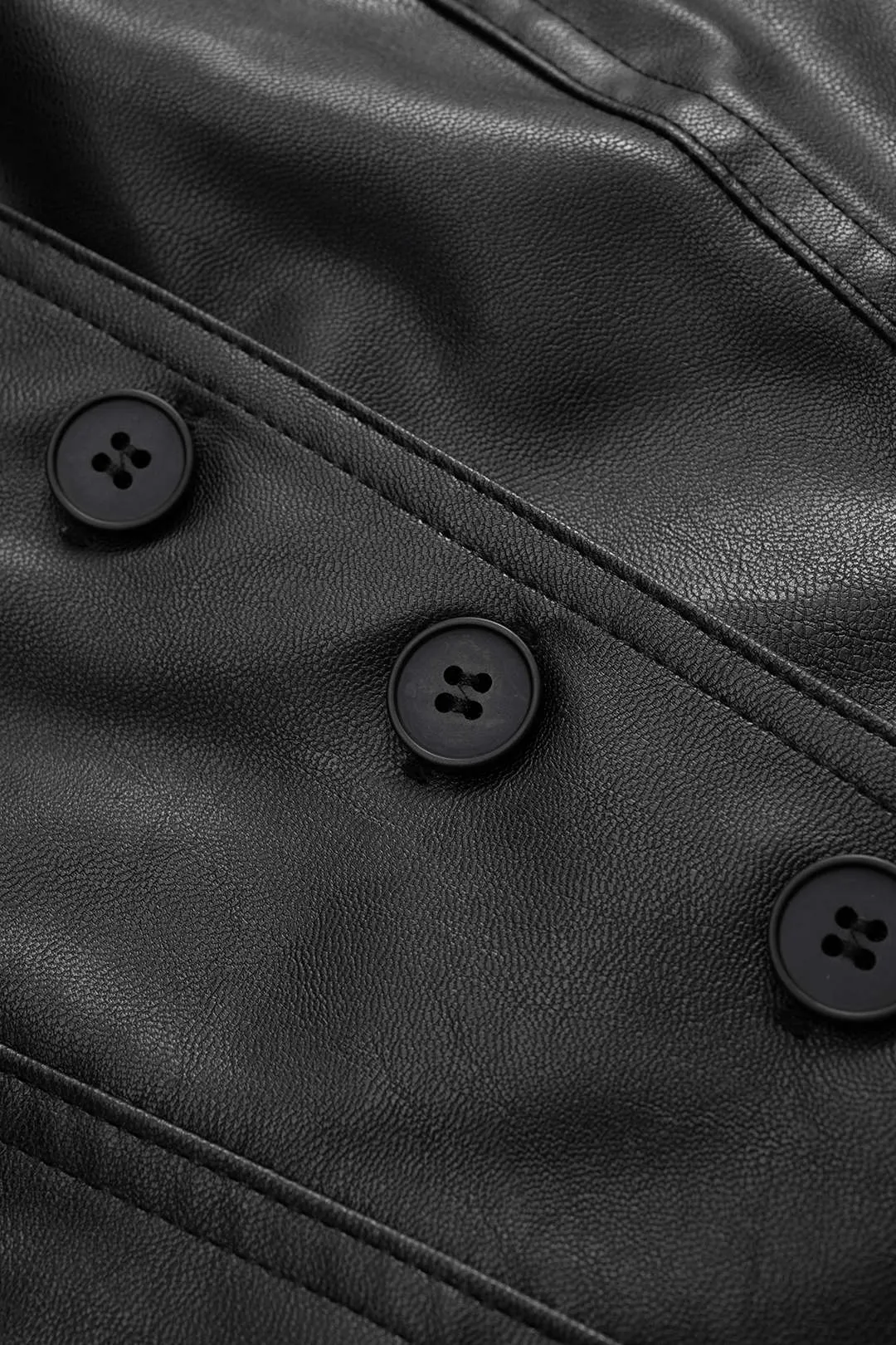 Faux Leather Notched Lapel Button Jacket sold by Micas product image thumbnail 3