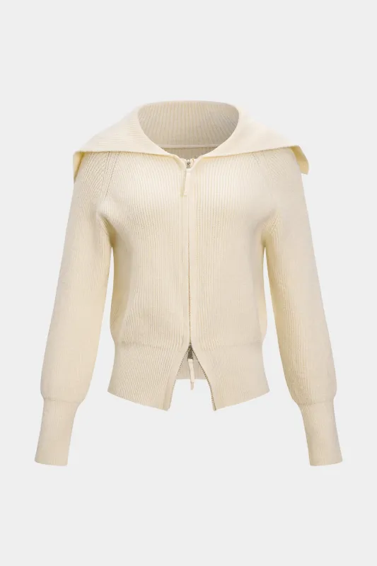 Knit Zipper Collar Cardigan sold by Micas