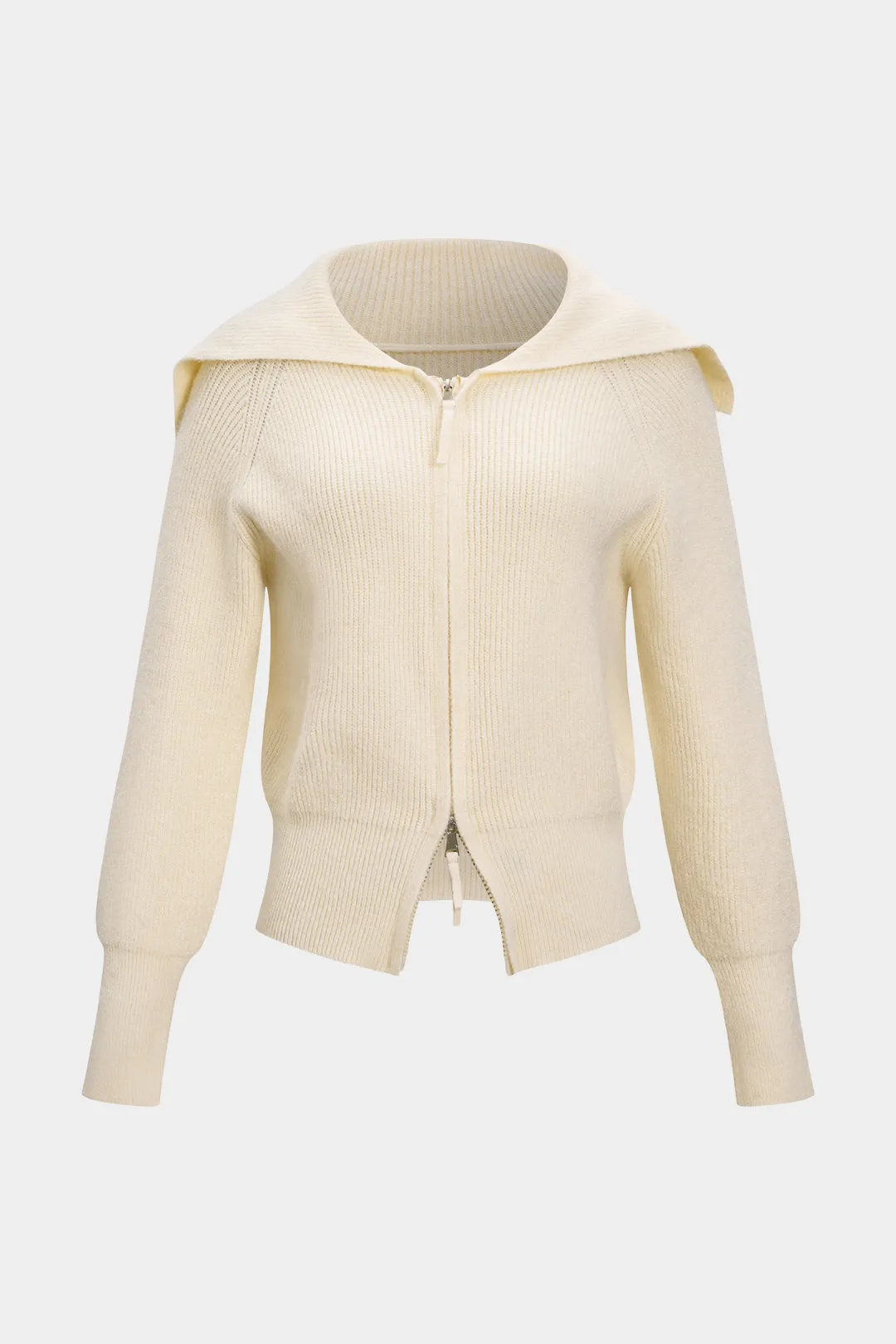 Knit Zipper Collar Cardigan sold by Micas