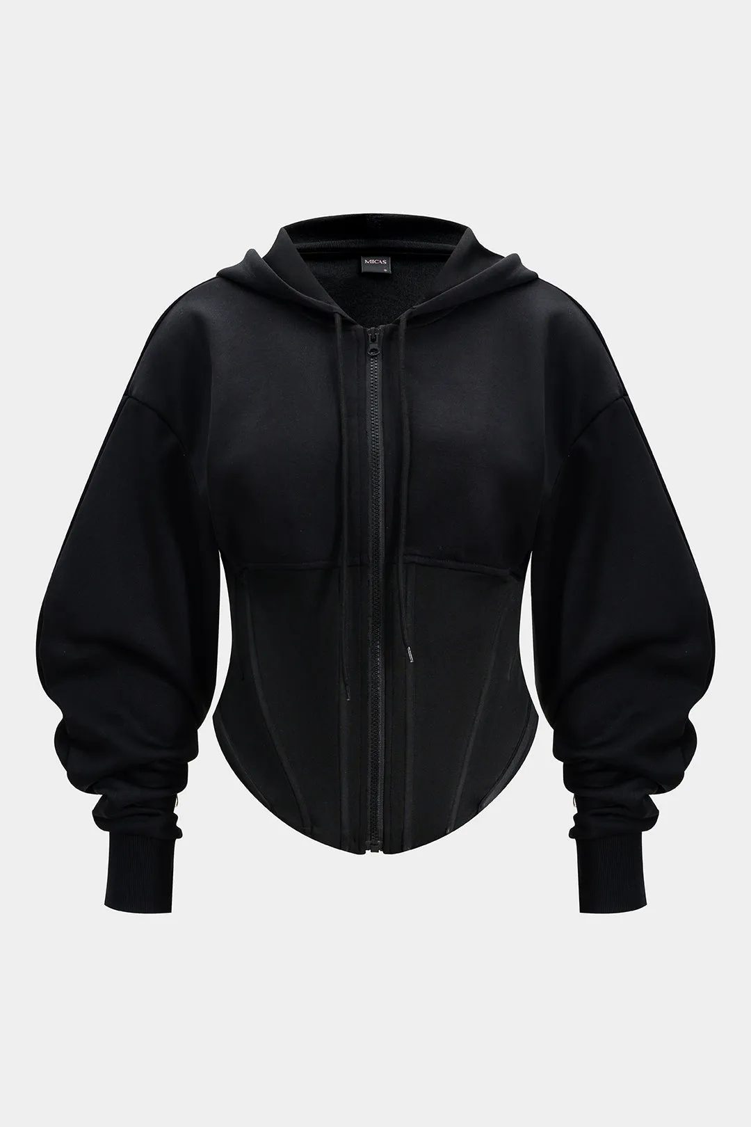 Plus Size Corset Drawstring Zipper Hoodie sold by Micas