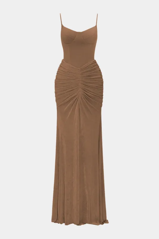 Ruched Zipper Sleeveless Maxi Dress sold by Micas