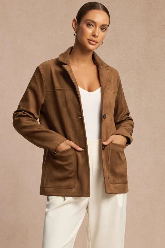 Suede Notched Lapel Blazer sold by Micas