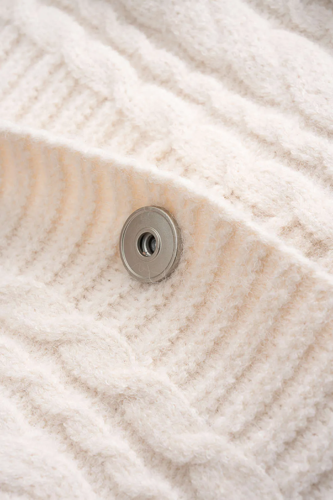 Knitted Denim Patchwork Metallic Button Hooded Sweater Cardigan sold by Micas product image thumbnail 3