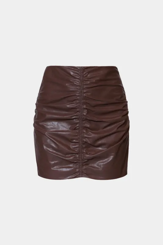 Faux Leather Ruched Skirt sold by Micas