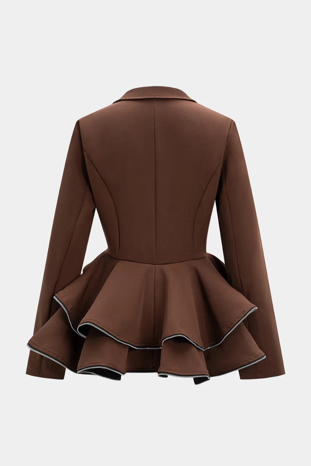 Double Breasted Notched Lapel Ruffels Blazer sold by Micas product image thumbnail 2