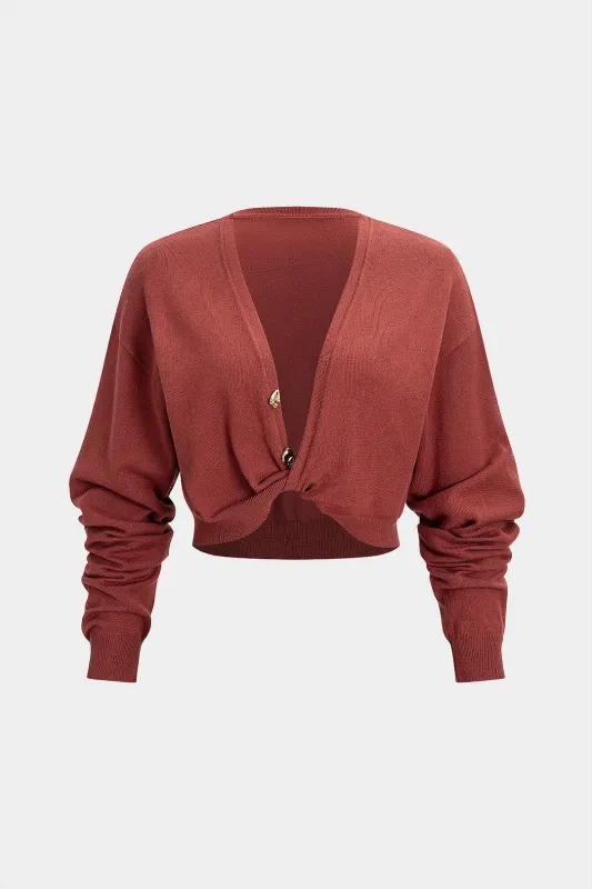 Knit Button Twist Knot Cardigan sold by Micas