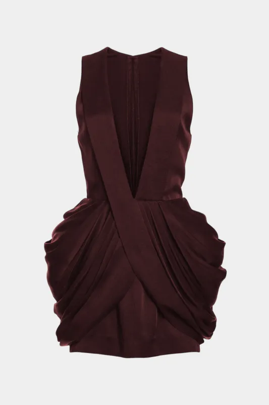 Deep V-Neck Ruched Crossed Zipper Sleeveless Mini Dress sold by Micas